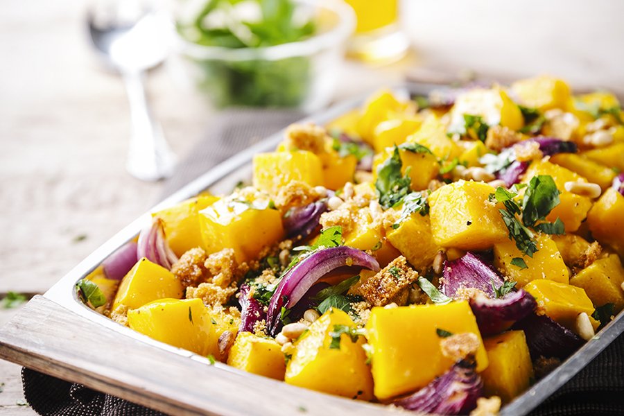 Roasted butternut squash with a spice cake crumble - Vondelmolen
